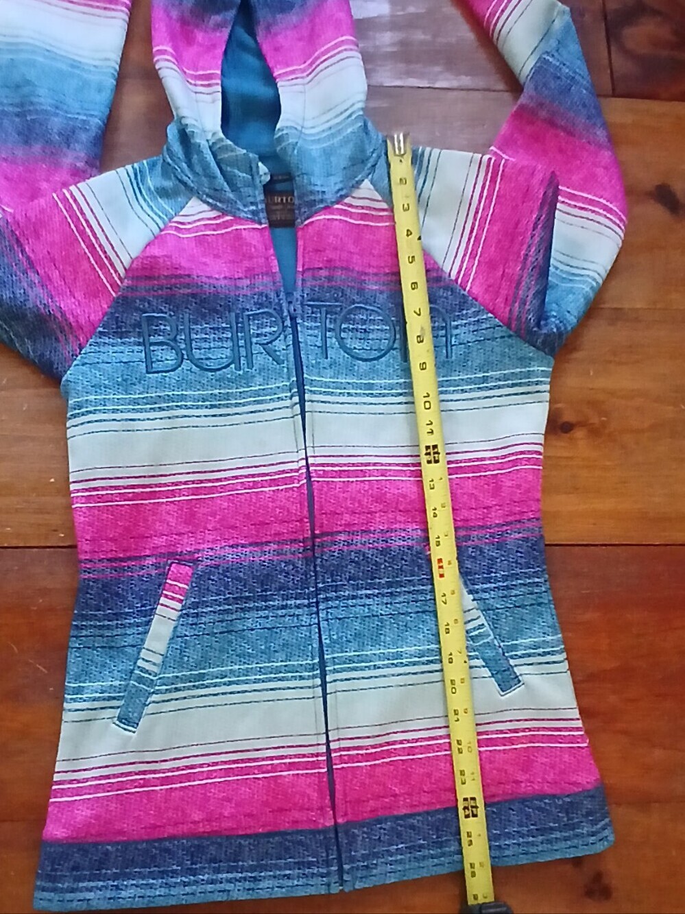 Burton WB Peak Zip Striped Cool Weather Hoodie Spell-Out Pockets Size MEDIUM - Picture 9 of 10